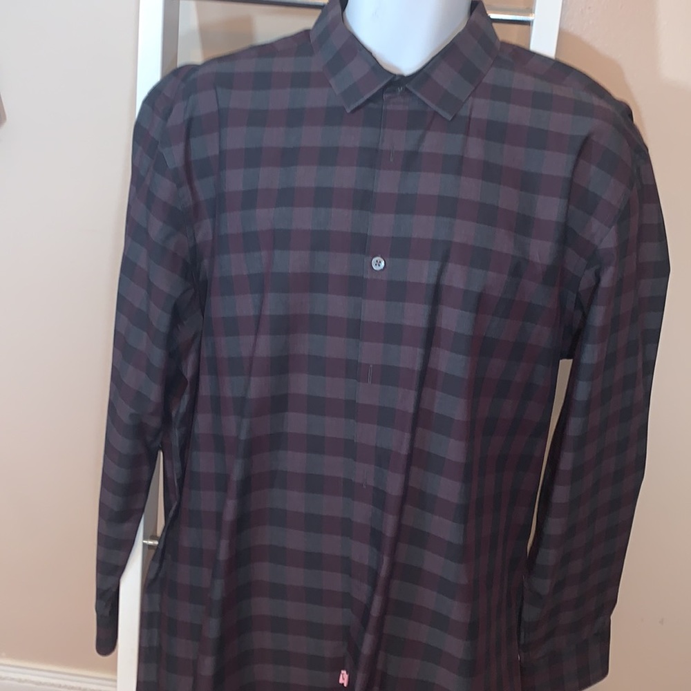 Alfani Men’s Purple/Gray Plaid Button Down - Picture 2 of 9
